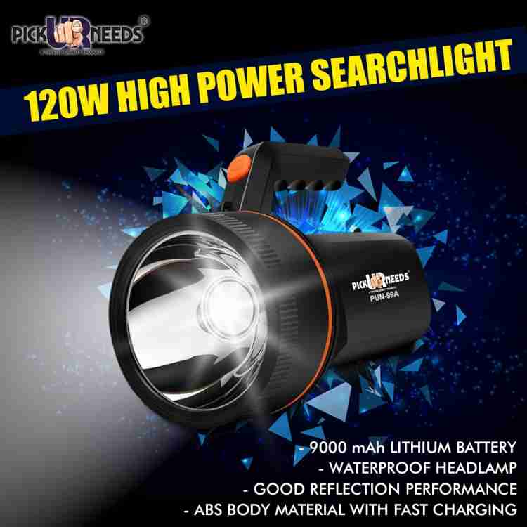 Pick Ur Needs Emergency Search Torch Light 120W With Lithium Battery High  Long Range (Range 2 Km.) Torch Price in India - Buy Pick Ur Needs Emergency  Search Torch Light 120W With