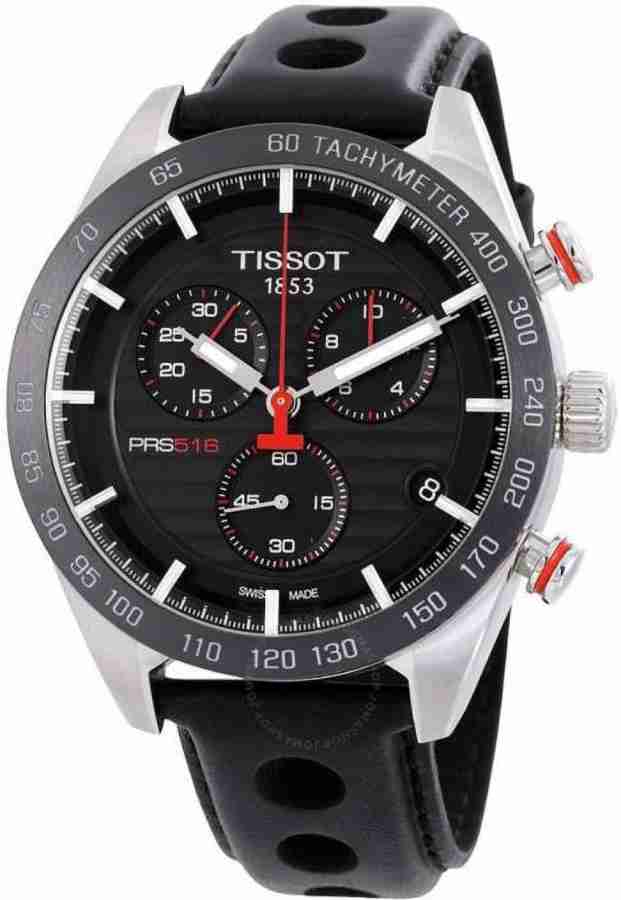 TISSOT PRS 516 Chronograph Black Leather Strap Analog Watch