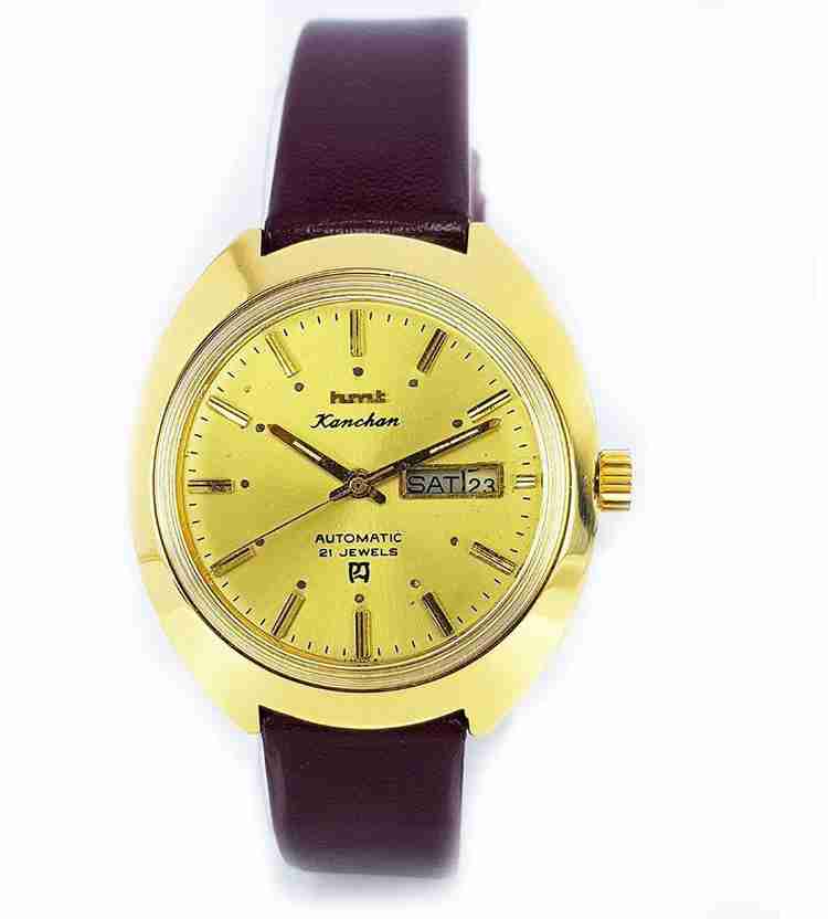 HMT kanchan Hmt Kanchan 21 Jewels Golden Rare Dial Day and Date Function Mechanical Automatic Movement Vintage Men s Wrist Watch Analog Watch For Men Buy HMT kanchan Hmt Kanchan 21