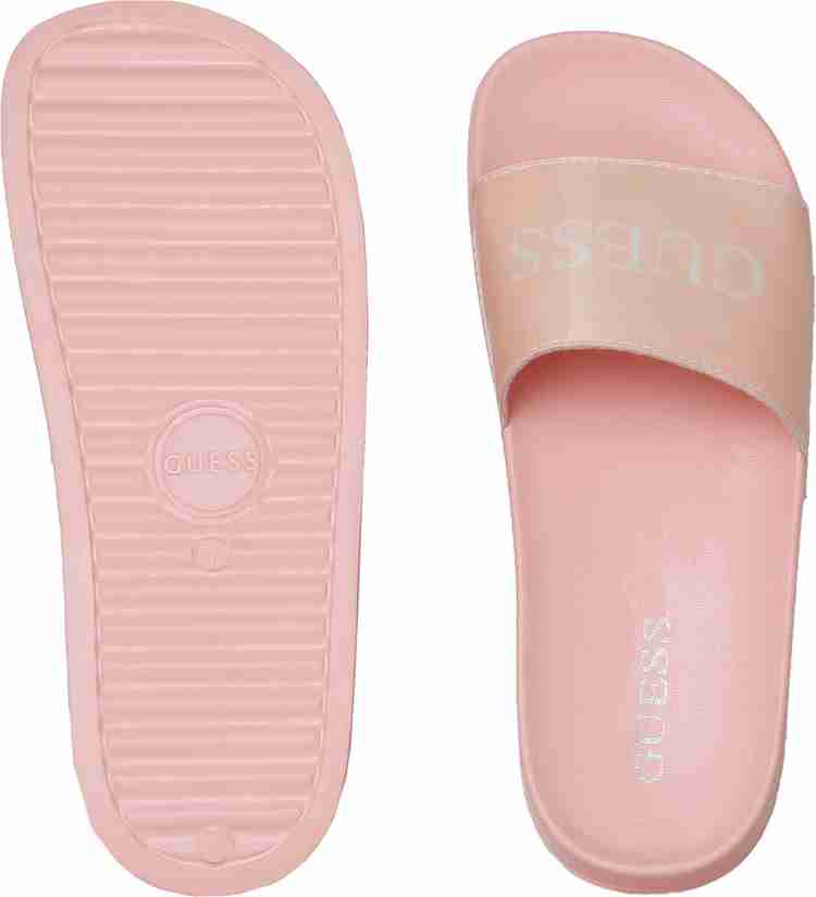 Pink guess slides hot sale