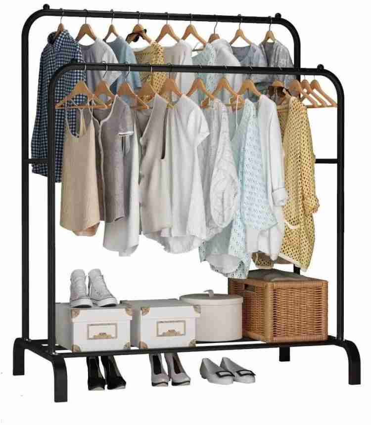 lukzer Double Garment Stand Cloth Rack Storage Organizer with