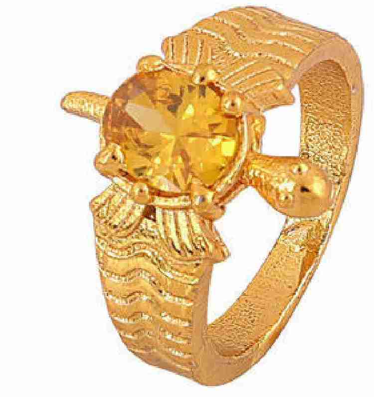 KUNDLI GEMS Kachua Ring Natural Pukhraj Yellow sapphire stone Tortoise ring for unisex Stone Sapphire Gold Plated Ring Price in India Buy KUNDLI GEMS Kachua Ring Natural Pukhraj Yellow