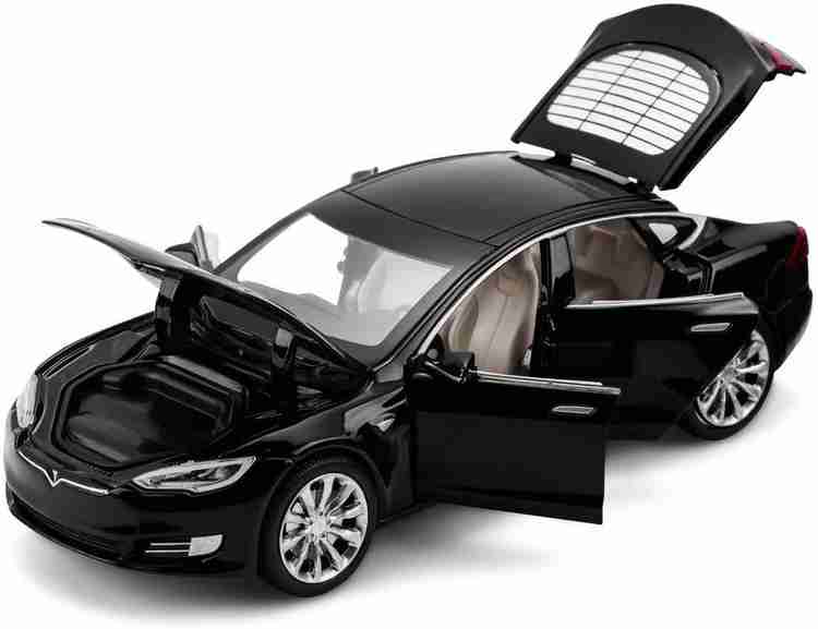 Galactic Tesla S Die cast Alloy Metal Car Model Pull Back Car for Children Toys Light Sound Openable Hood Trunk and Doors Best Gift for Boys and Girls Best Gift Your