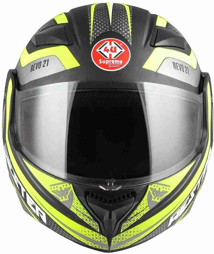 4U SUPREME Aester Graphics Flipup ISI Marked Safety Full Face Helmet With Unbreakable Visor Motorbike Helmet