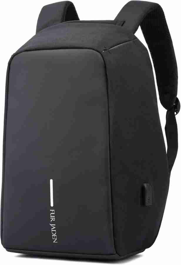 FUR JADEN Black Anti Theft Backpack with USB Charging Point 15 L Laptop Backpack