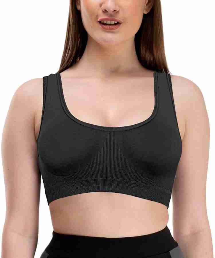 Uniqon Everyday Wear Black Color Women's and Girls Comfortable Cotton  Innerwear Stretchable Non Padded Non-Wired Sports Air Bra for Sport, Gym,  Yoga, Running, Dancing, Cycling Women Sports Non Padded Bra - Buy