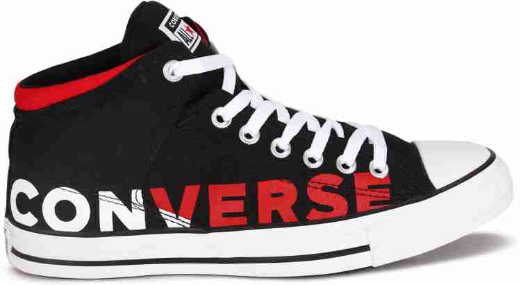 Mens black cheap and red converse