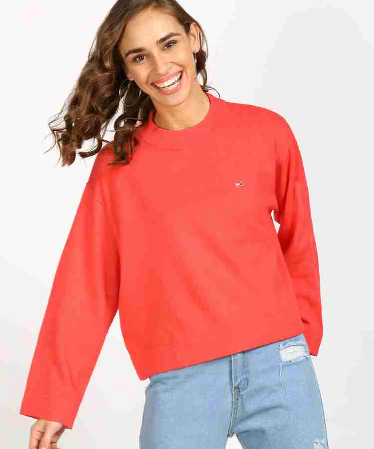 TOMMY HILFIGER Solid Round Neck Casual Women Pink Sweater Buy