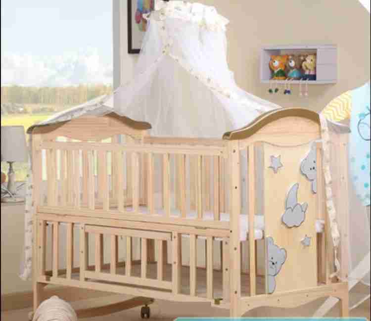 BabyTeddy 9 in 1 Forest Theme Baby Crib Wooden Cot with Bedding
