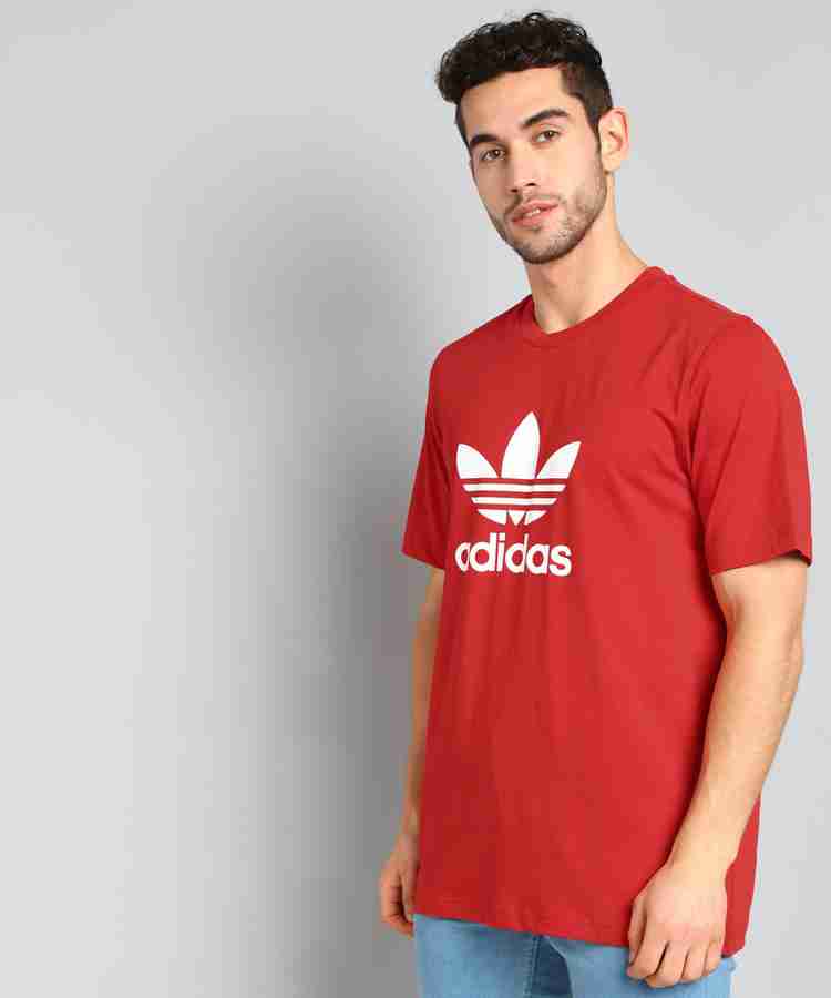 Adidas red t shirt mens top