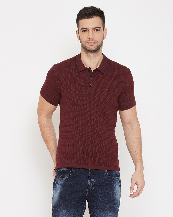 Octave Solid Men Polo Neck Maroon T-Shirt - Buy Octave Solid Men Polo Neck  Maroon T-Shirt Online at Best Prices in India | Flipkart.com