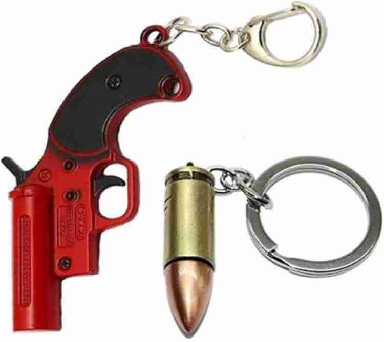 kd collections KD542 Multicolor Gun Bullet Keychain Pubg Flare Gun Revolver Shaped Metal Keychain Keyring Combo Pack of 2 Keychains Key Chain Price in India Buy kd collections KD542 Multicolor Gun Bul...