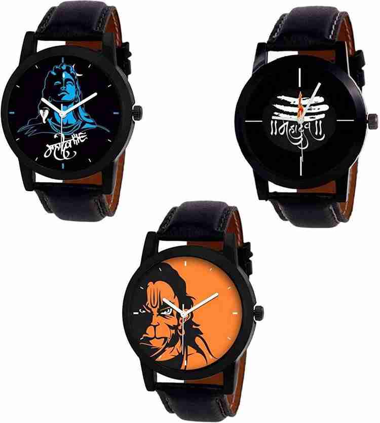 SWADESI STUFF Mahadev Series Analog Watch For Men Buy SWADESI STUFF Mahadev Series Analog Watch For Men New Arrival Stylish Black Leather Strap Lord Hanuman Lord Shiva Mahadev