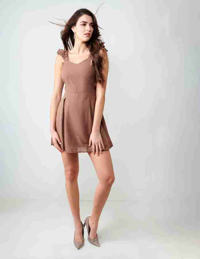 ClosetHook Women Skater Brown Dress Buy ClosetHook Women Skater Brown Dress Online at Best Prices in India Flipkart
