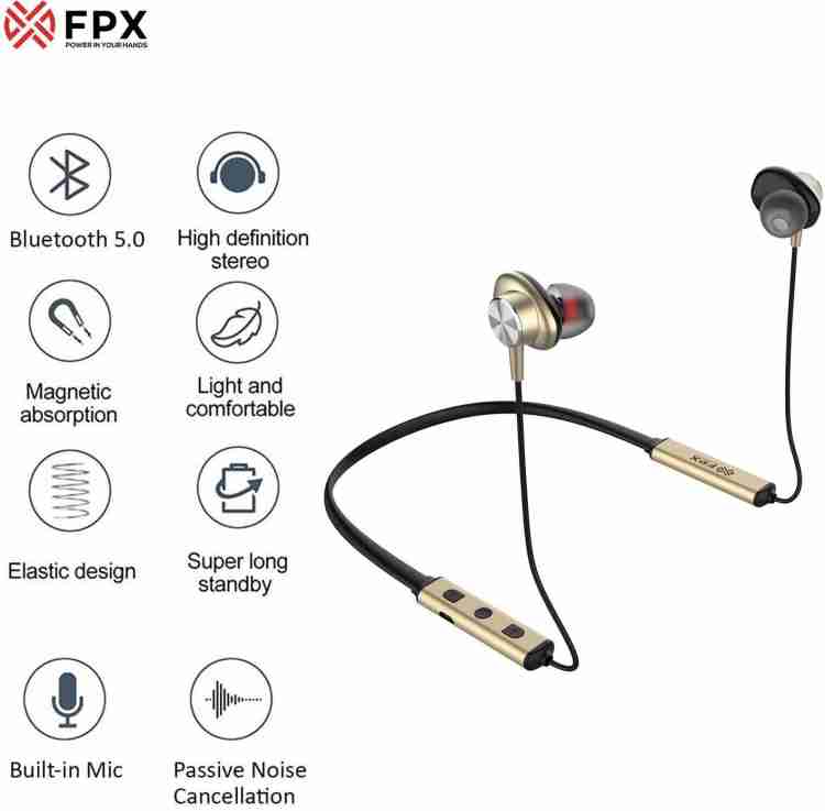 FPX Chrome In Ear Wireless Neckband 30Hr Playtime Sweat resistant