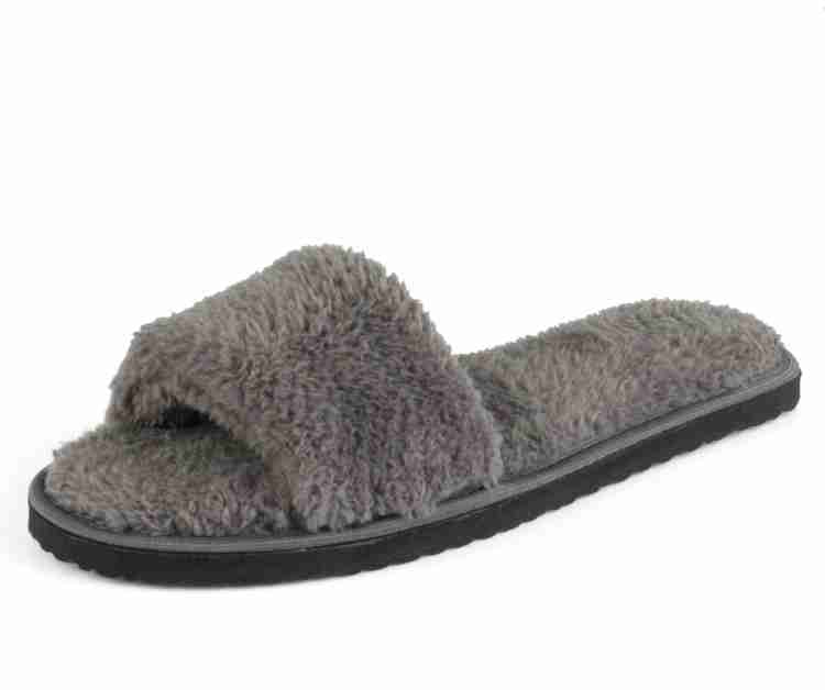 MF Home Footwear Men Men Fur House Slippers Soft Fuzzy Fur Open Toe Bedroom Room Indoor Home slipper Slides