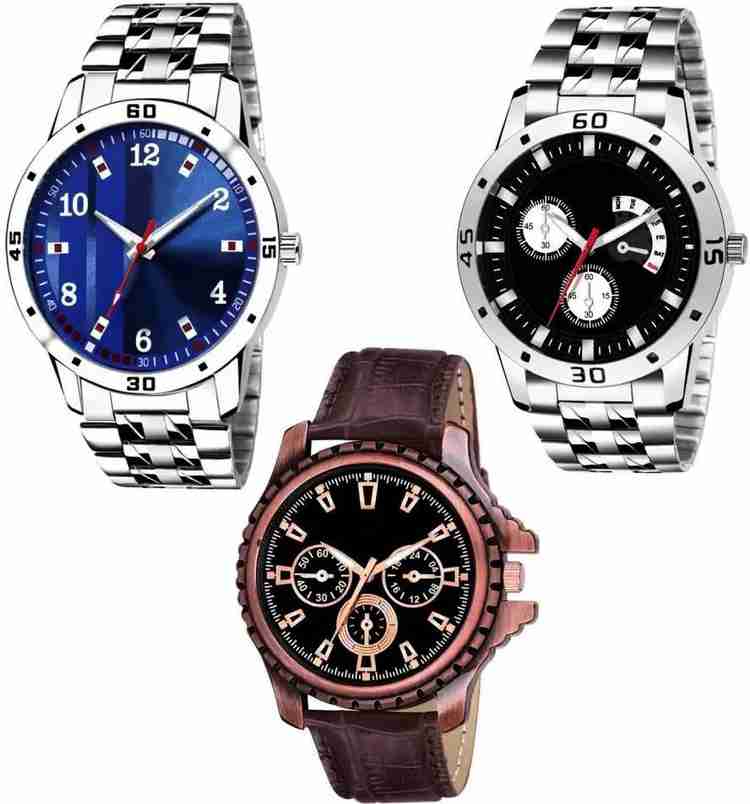 For Men 3 Combo of Metal leather Watches for Men Online at Best Prices in India Flipkart