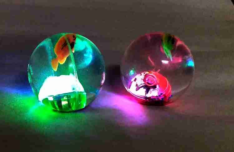 PTCMart LED Light Glitter Bouncy Balls with Colorful Fish
