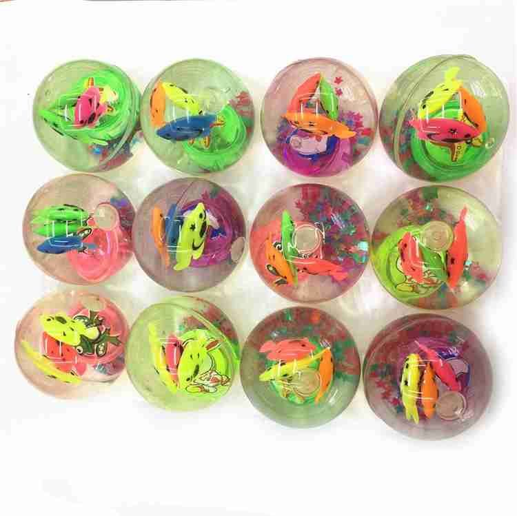 PTCMart LED Light Glitter Bouncy Balls with Colorful Fish Confetti