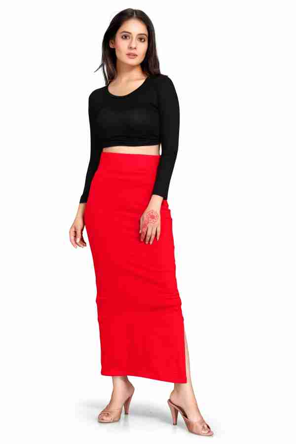 SCUBE DESIGNS Slim Fit Saree Shapewear Red (L) Lycra Blend
