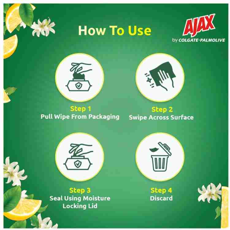 Ajax Eco Multipurpose Sanitizing Wipes (Fresh Lemon/40 Wipes