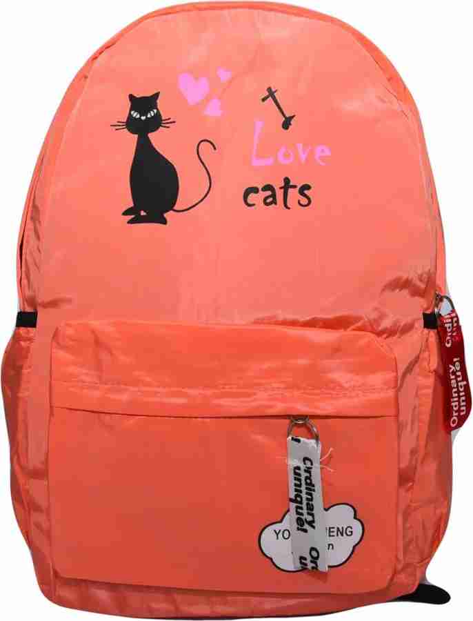 Family collection Women Light Orange Pithu Bag On Draw Cat 25 L Laptop Backpack Orange Price in India Flipkart