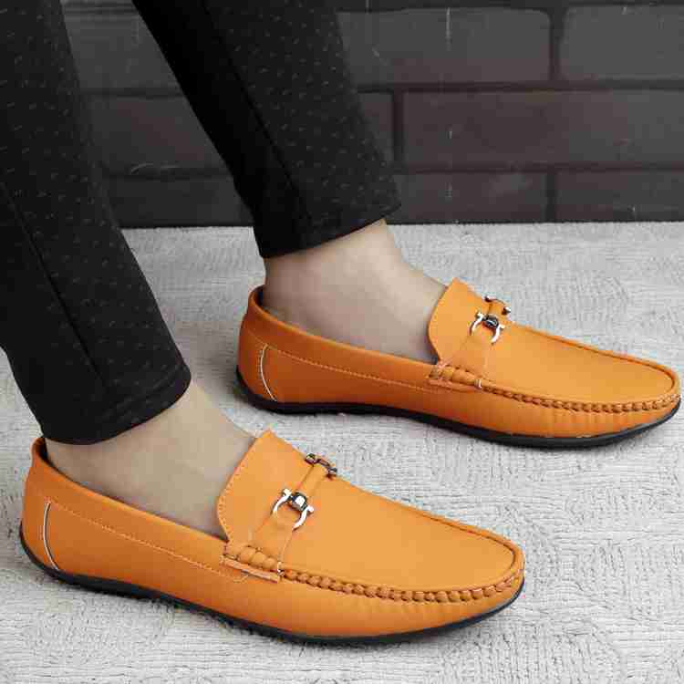 Orange driving moccasins sale