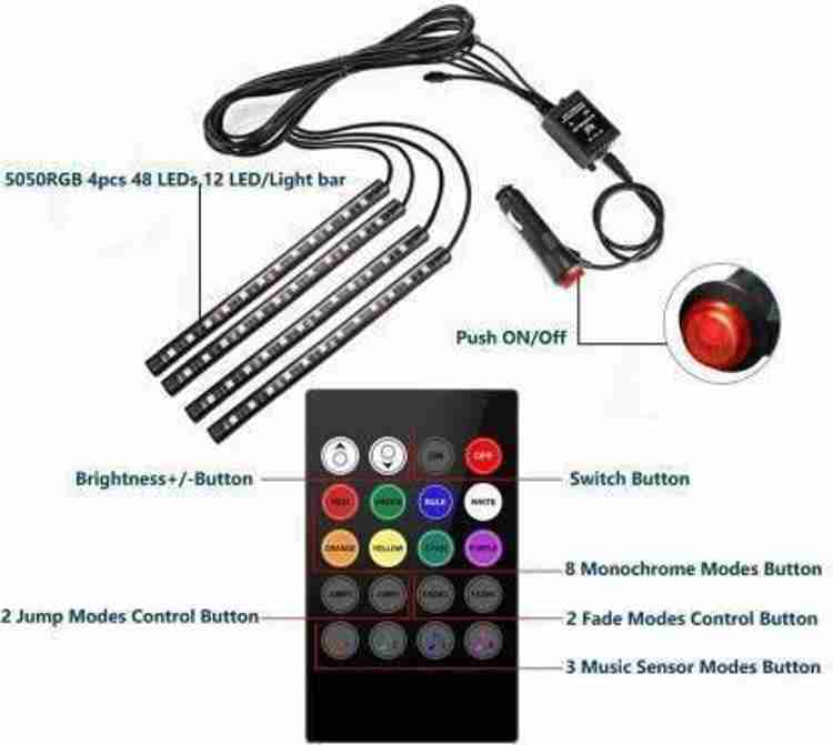 APICAL Car Atmosphere Lights Car LED Strip Light 4pcs For Nano Car