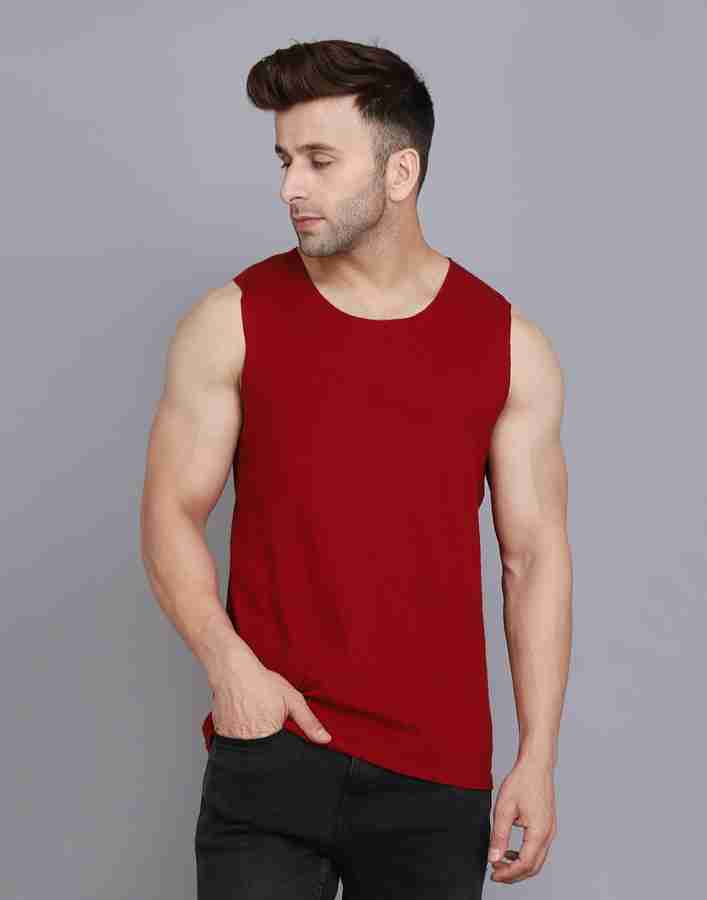 MINISTRY OF FRIENDS Solid Men Round Neck Maroon T Shirt Buy