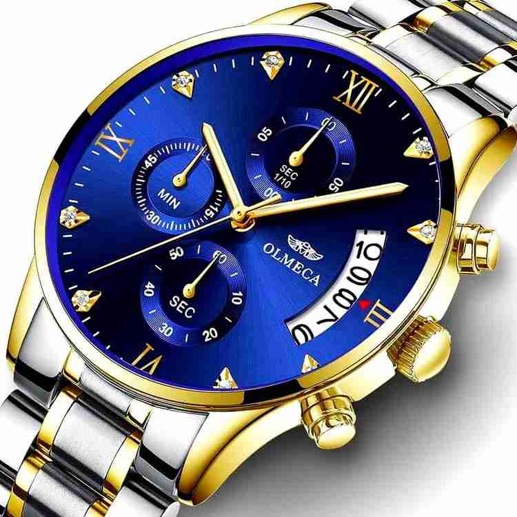 Olmeca Men s Fashion Watches Sports Quartz Analog Men s Military Waterproof Watch Relogio Masculino Stainless Steel Blue Color Chronograph Inside All Dials working Analog Watch For Men Buy Olmeca Men ...