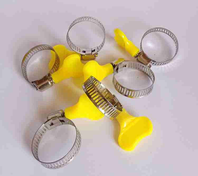 NR TRADERS Hose Clamp W/Yellow Plastic Handle (6 Pcs) 3/4 inch