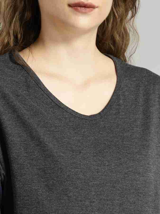 Roadster Colorblock Women Round Neck Grey T-Shirt - Buy Roadster 