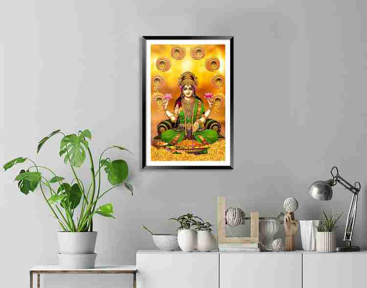 DBrush God Laxmi Mata Religious Photo Frame Painting With Glass For Home and Office Decorative Digital Reprint 18 inch x 12 inch Painting Price in India - Buy DBrush God Laxmi Mata