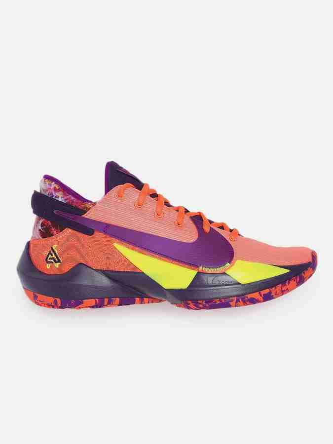 NIKE Orange Purple ZOOM FREAK 2 Basketball Shoes For Men