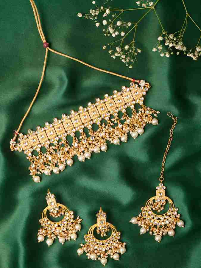 ZAVERI PEARLS Stone Gold plated Gold Jewellery Set Price in India Buy ZAVERI PEARLS Stone Gold plated Gold Jewellery Set Online at Best Prices in India Flipkart