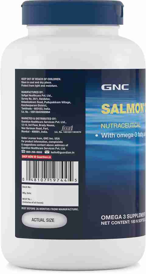 GNC Salmon Oil 1000 mg Salmon Oil 300mg mg of highly absorbable EPA DHA Omega 3s Price in India Buy GNC Salmon Oil 1000 mg Salmon Oil 300mg mg of
