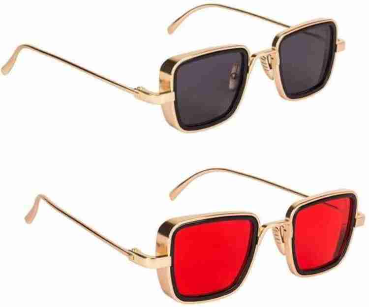 Buy Aantic Rectangular Sunglasses Black Red For Men Women Online Best Prices in India Flipkart
