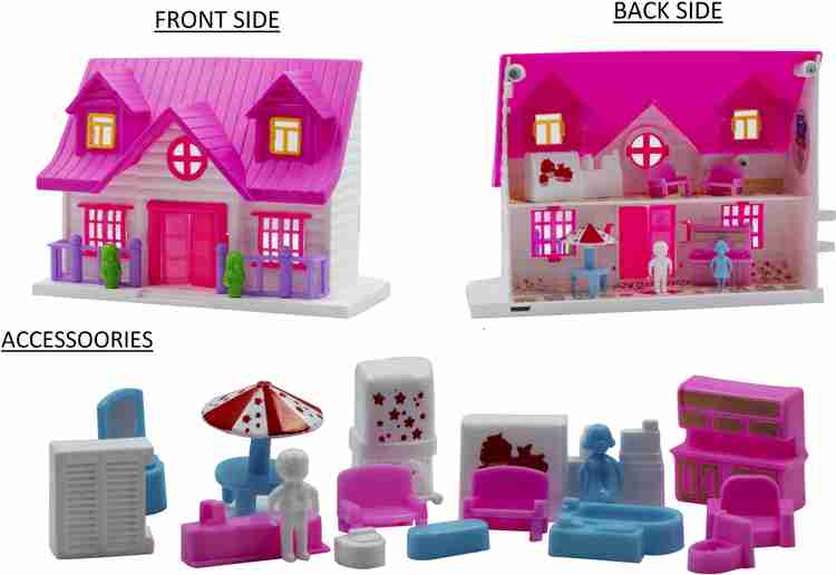 Toy Cloud Funny Doll House Set For Girls Kids With Furniture 18 Pc Set Openable Door 100 Non Toxic BPA free plastic Dream House Lovely Classic
