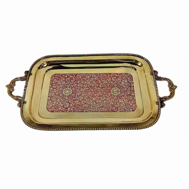 Large Brass Rectangular Tray With Antique Brass Finish – BisqueTraders