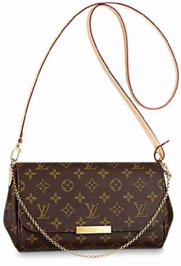 LV Brown Sling Bag Damier Clutch Chain Brown Price in India Flipkart