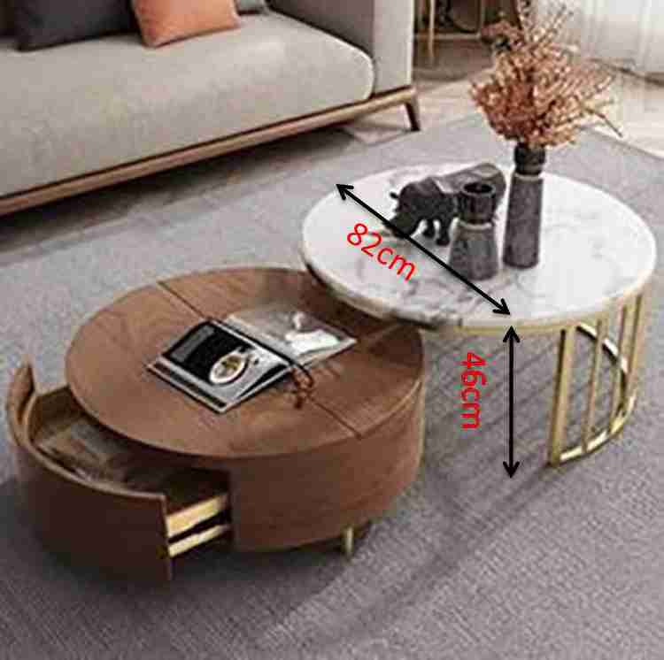 Modern white & walnut round coffee table with storage wood hotsell rotating marble nesting coffee table in rose gold set of 2