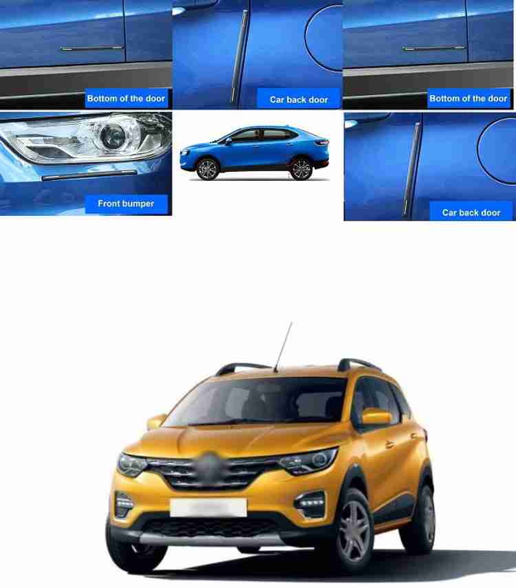 PRTEK 4pcs Car Accessories Bumper Corner Guard Cover Anti Scratch Protector Sticker Universal Car Front Rear Corner Bumper Guard Protector Compatible With Renault Triber Car Beading Roll For Window Bu...