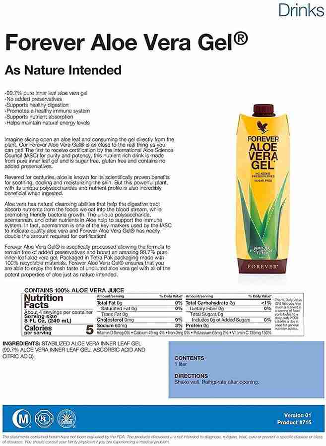 Benefits of aloe vera gel forever living online