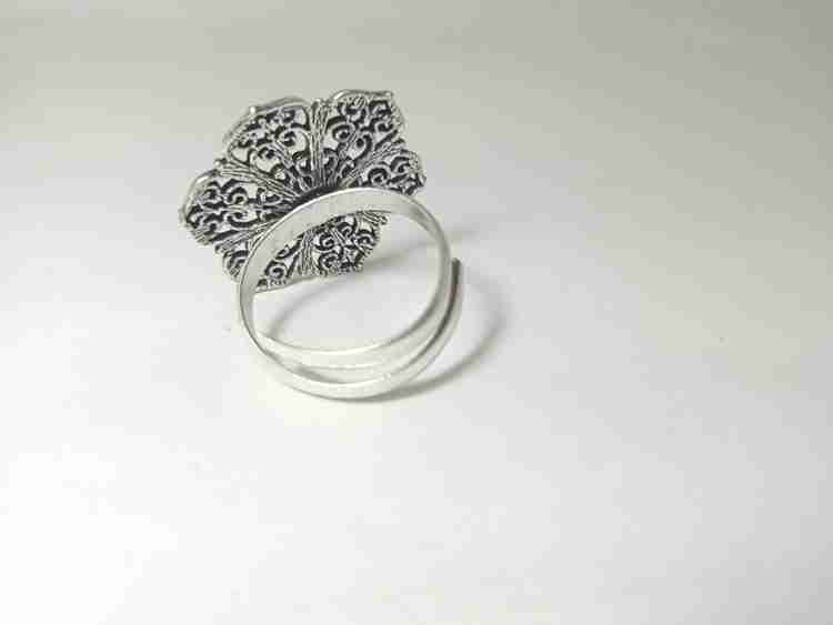 Anjali Star Jewellers FREE SIZE RING Brass 999 Silver Plated Ring