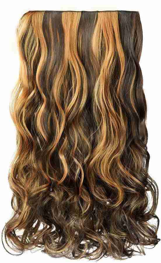 DELORUS Curly Wavy Golden Highlight 5 Clips In Synthetic Extensions for Women and Girls Hair Extension Price in India Buy DELORUS Curly Wavy Golden Highlight 5 Clips In Synthetic Extensions for Women ...