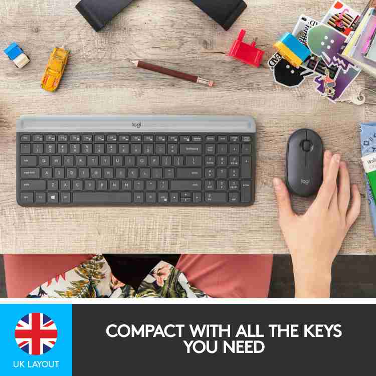 Logitech MK470 Slim Keyboard Mouse Combo Whisper Quiet Wireless