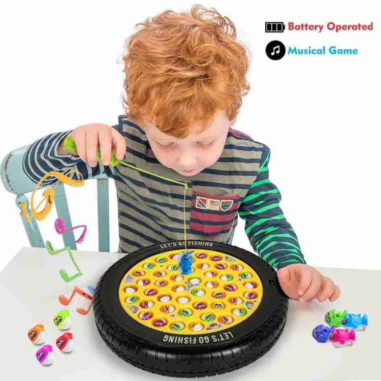 Webby Musical Tyre Fishing Game Toy with 45 Fishes Party & Fun