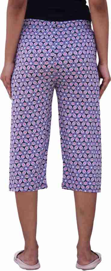 Buy DIAZ Women Printed Pure Cotton Capri  Women's Cotton Capri for Women,  Three Fourth for Women Capris Combo of 2, 3/4th Pajama, Womens Night Wear  (Pack of 2) Online at Best