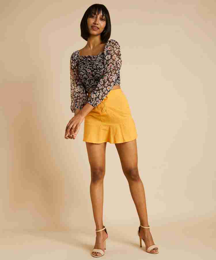 Yellow skirt bershka cheap
