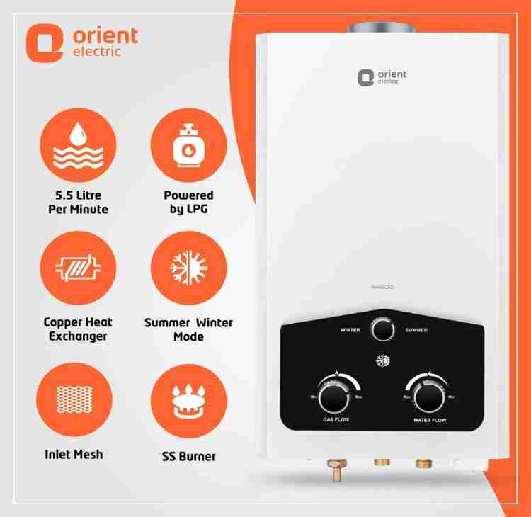 Orient hot sale gas geyser